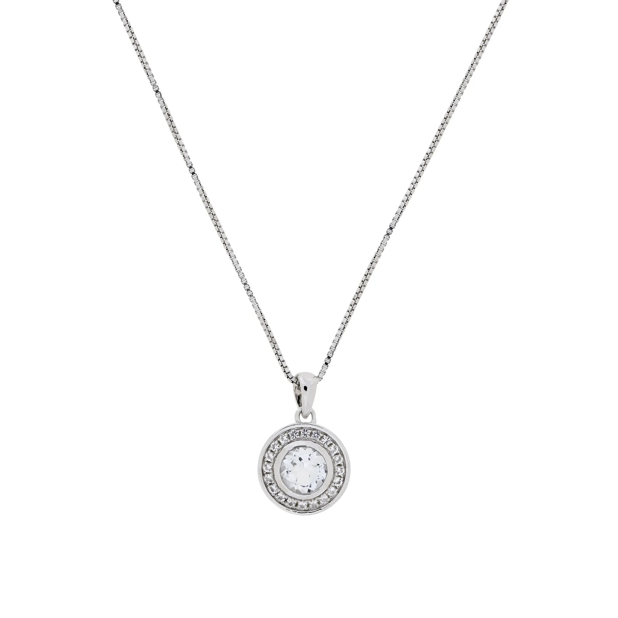 White Topaz Pendant in Sterling Silver