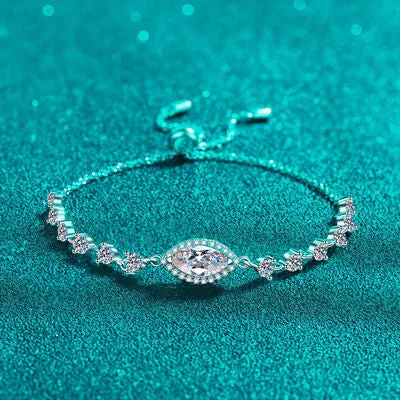 Women's Adjustable Bracelet 1 Carat Moissanite 925 Sterling Silver Jewelry Fine Jewelry Luxury