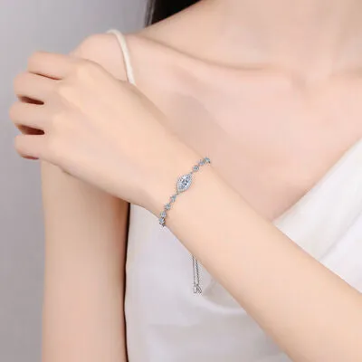 Women's Adjustable Bracelet 1 Carat Moissanite 925 Sterling Silver Jewelry Fine Jewelry Luxury