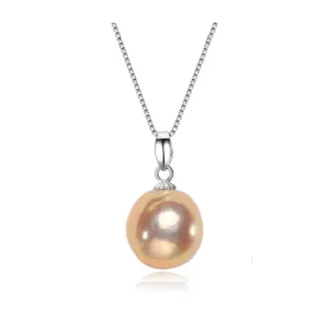 Women's Freshwater Pearl Pendant on Sterling Silver Box Chain Necklace