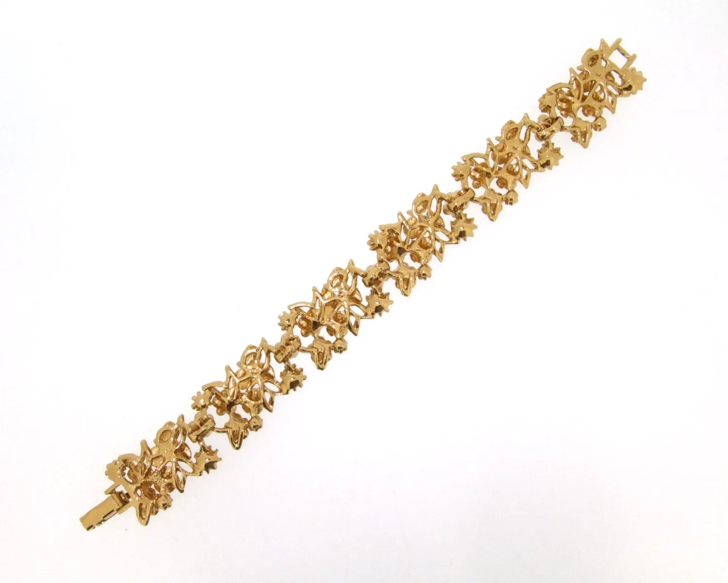 Yellow Bracelet Floral White Enamel Gold Vintage Style