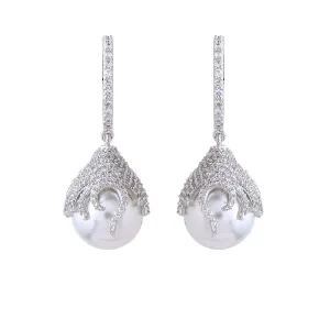 Yellow Chimes Earrings for Women and Girls American Diamond Drop | Silver Tone White AD Stone Pearl Drop Earrings | Birthday Gift for girls and women Anniversary Gift for Wife