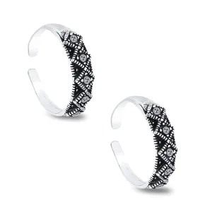 Yellow Chimes One Pair Adjustable 925 Sterling Silver Hallmark and Certified Purity Silver Toe Rings for Women and Girls