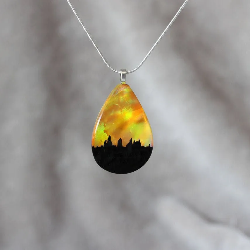 Yellow Flame | opal pendant [teardrop]