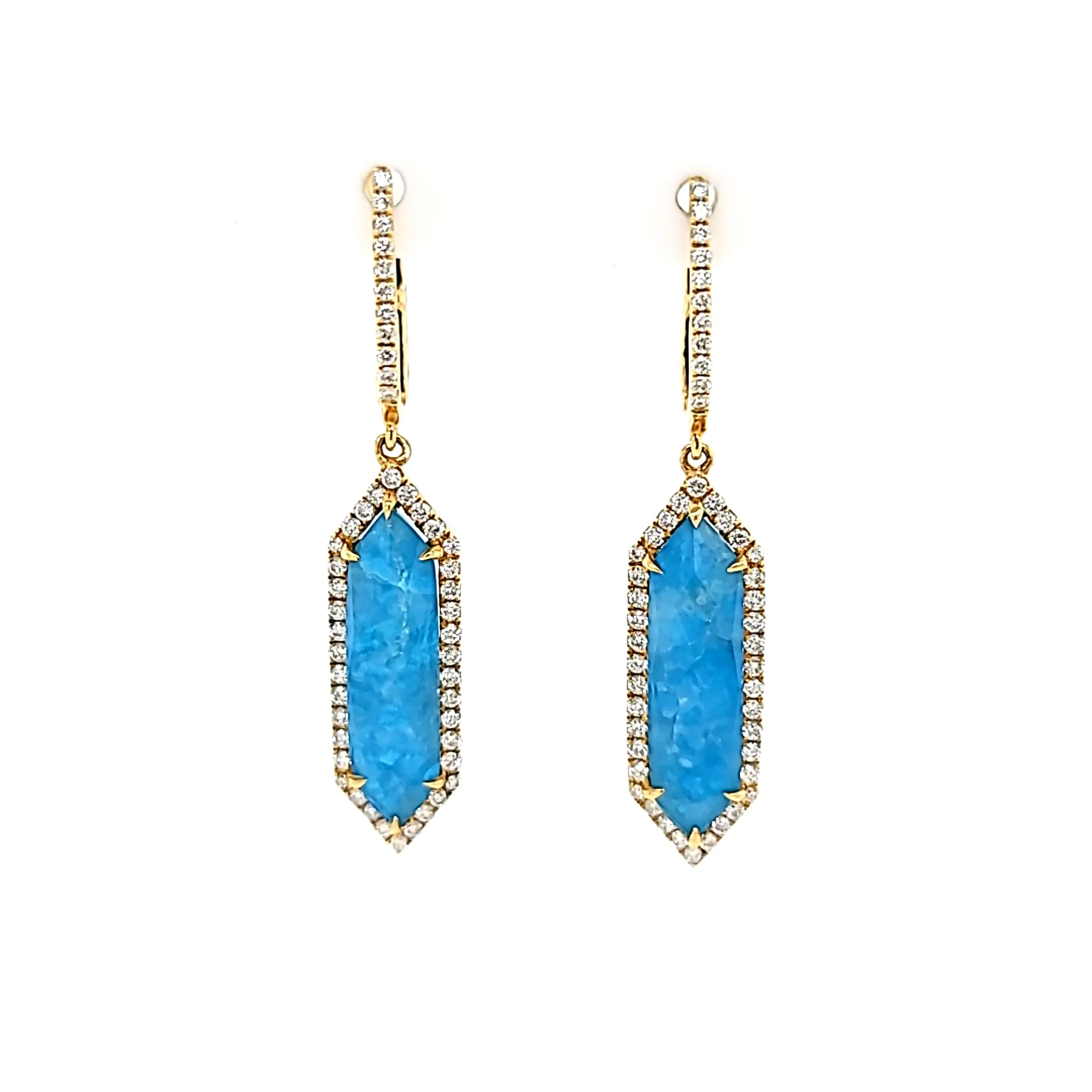 Yellow Gold Apatite Dangle Earrings (I7736)