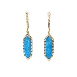 Yellow Gold Apatite Dangle Earrings (I7736)