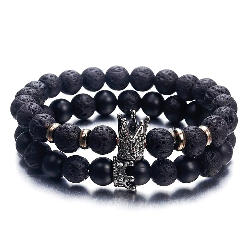 Zircon Crown Volcanic Stone Acrylic Bracelet