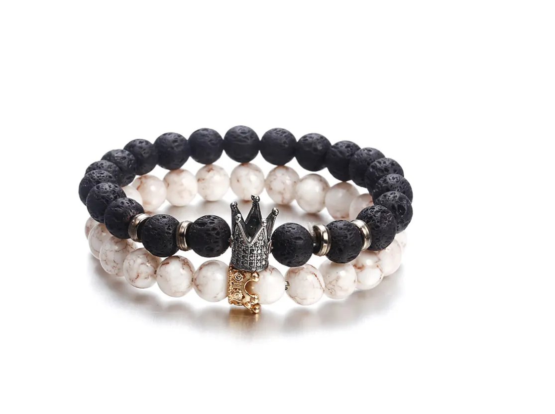 Zircon Crown Volcanic Stone Acrylic Bracelet