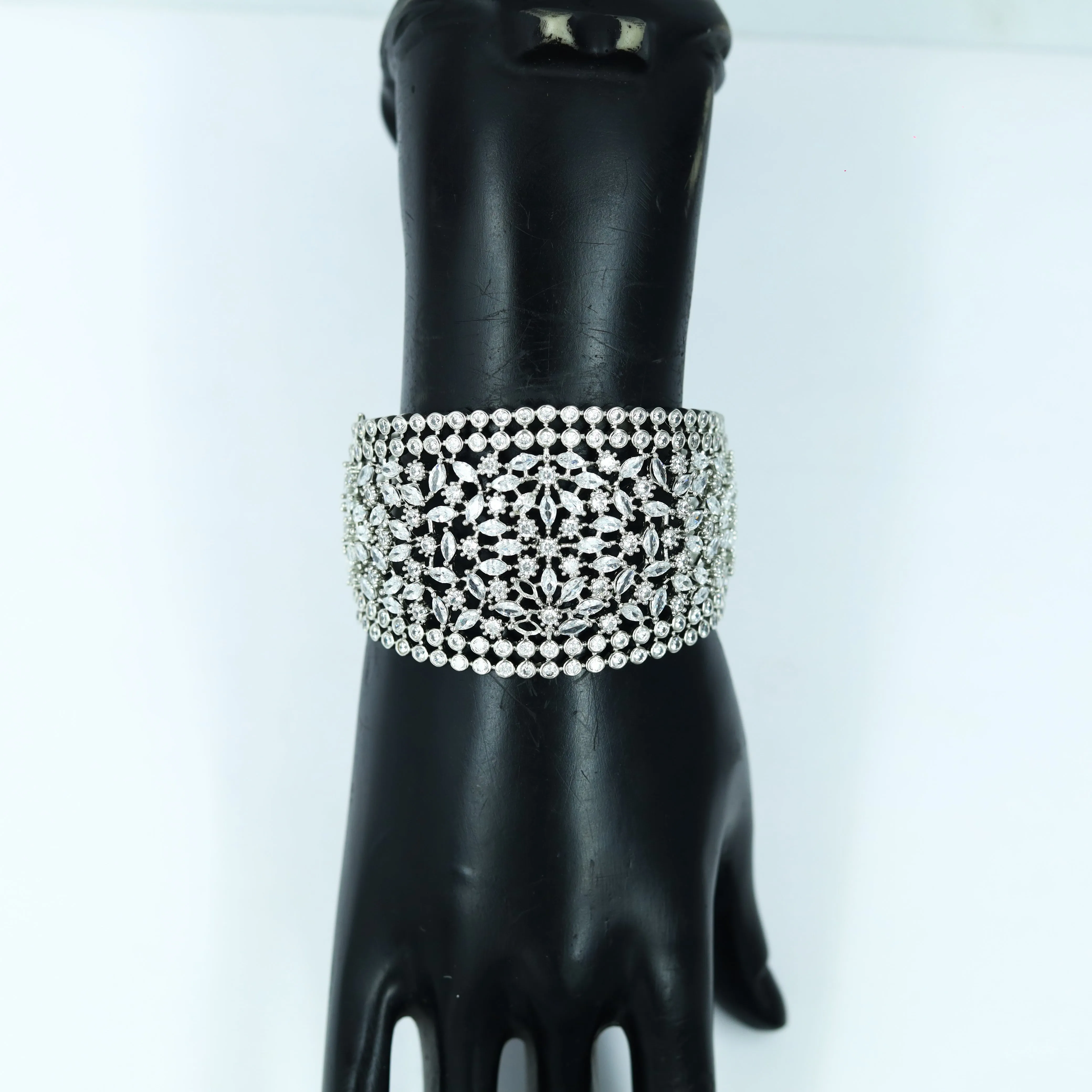 Zircon/AD Silver Plated Bracelet 20035-7219